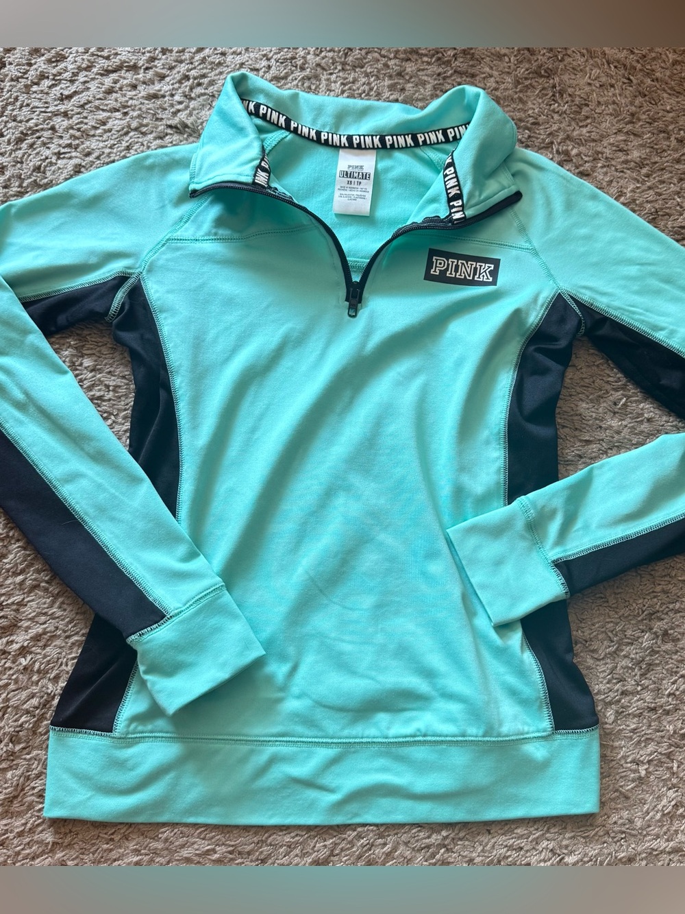 Vintage Y2K PINK Victoria's Secret Women’s XS Aqua Teal Half-Zip Performance Top